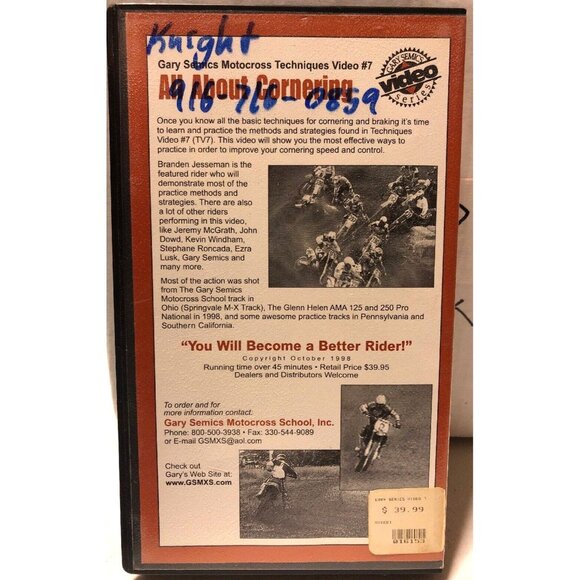 Gary Semics Motocross Techniques VHS #7 All About Cornering Vtg 1998 - Picture 2 of 5